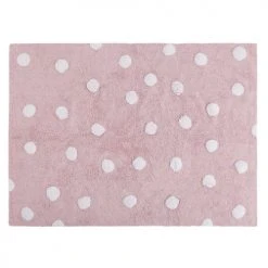 Lorena Canals Tapis Enfant Tapis Lavable à Pois Blancs En Coton Rose 120x160