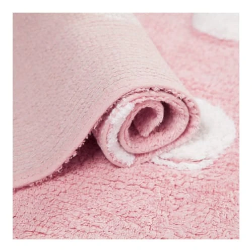 Lorena Canals Tapis Enfant Tapis Lavable à Pois Blancs En Coton Rose 120x160 – Image 5