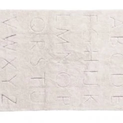 Lorena Canals Tapis Enfant Tapis Lavable Alphabet En Coton Blanc 120x160