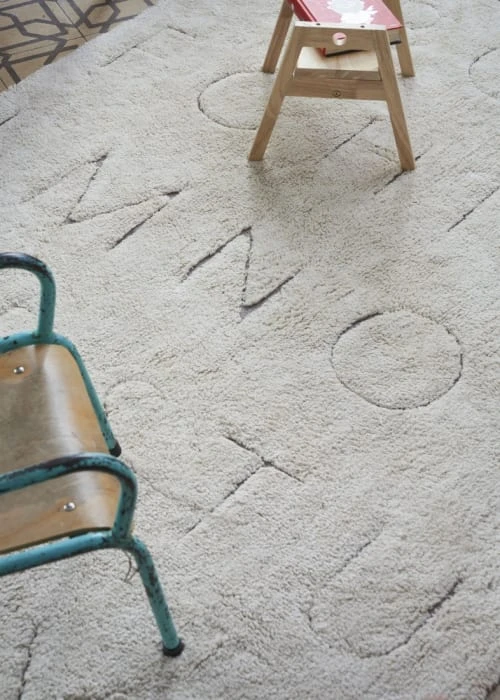 Lorena Canals Tapis Enfant Tapis Lavable Alphabet En Coton Blanc 140x200 – Image 3