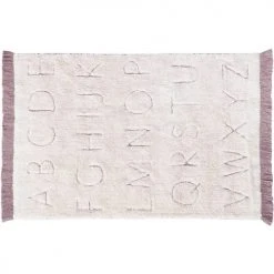Lorena Canals Tapis Enfant Tapis Lavable Alphabet En Coton Blanc 90x130