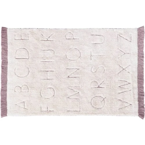 Lorena Canals Tapis Enfant Tapis Lavable Alphabet En Coton Blanc 90x130