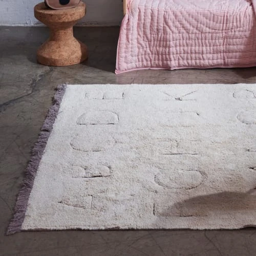 Lorena Canals Tapis Enfant Tapis Lavable Alphabet En Coton Blanc 90x130 – Image 3