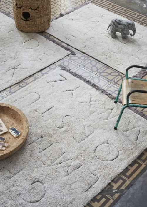 Lorena Canals Tapis Enfant Tapis Lavable Alphabet En Coton Blanc 90x130 – Image 4