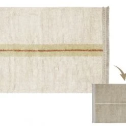 Lorena Canals Tapis Enfant Tapis Lavable En Coton Beige Liseré Jaune 170x240