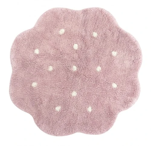 Lorena Canals Tapis Enfant Tapis Lavable Mini Biscuit Rose 90x90cm