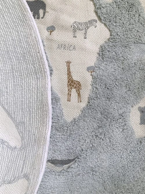 AFK Living Tapis Enfant Tapis Lavable Monde Bleu 140x140 – Image 5