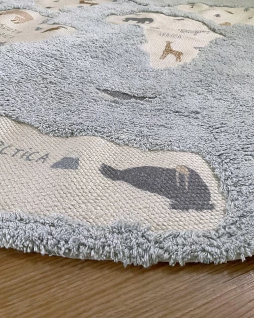 AFK Living Tapis Enfant Tapis Lavable Monde Bleu 140x140 – Image 6