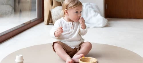 ToddleKind Tapis Enfant Tapis Multifonction En Vinyle Brun Diamètre 105cm – Image 3