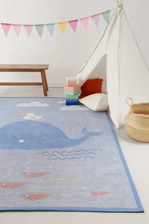 Esprit Tapis Enfant Tapis Plat Réversible Thème Baleine 160x230 – Image 2