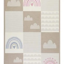 Esprit Tapis Enfant Tapis Plat Réversible Tons Pastels Beige, Rose Et Bleu 100x160