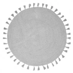 Maisons Du Monde Tapis Enfant Tapis Rond Ă Pompons En Coton Gris D100