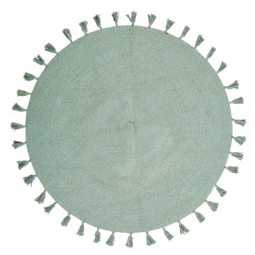 Maisons Du Monde Tapis Enfant Tapis Rond Ă Pompons En Coton Vert D100