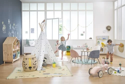 Maisons Du Monde Tapis Enfant Tapis Rond à Pompons En Coton Vert D100 – Image 5