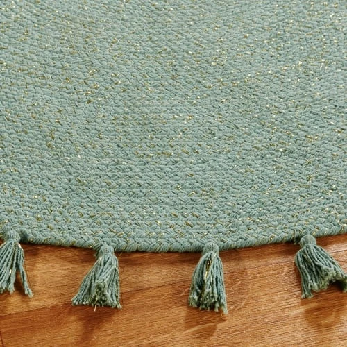 Maisons Du Monde Tapis Enfant Tapis Rond à Pompons En Coton Vert D100 – Image 2