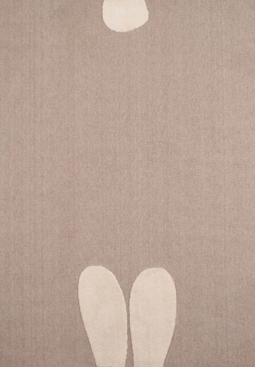 Nazar Tapis Enfant Tapis Rond Beige Et Crème Motif Lapin - D120