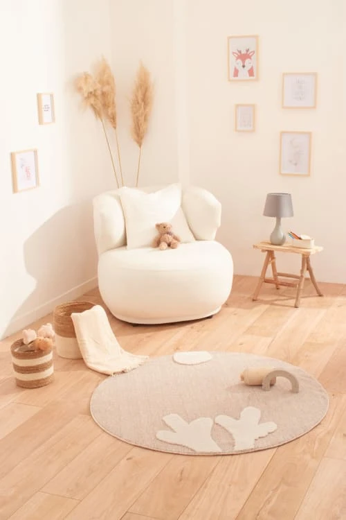 Nazar Tapis Enfant Tapis Rond Beige Et Crème Motif Renne - D120 – Image 2