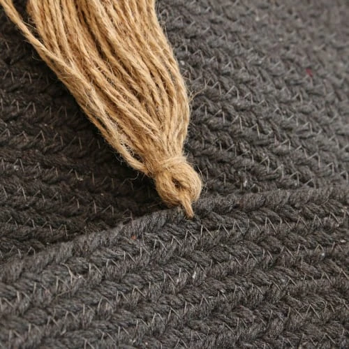 The Home Deco Factory Tapis Enfant Tapis Rond Coton Pompon Gris D90cm – Image 5