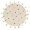 Maisons Du Monde Tapis Enfant Tapis Rond En Coton à Imprimés Cœurs Et Pompons Beige