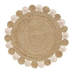 Maisons Du Monde Tapis Enfant Tapis Rond En Jute Et Coton Rose Et Beige D100