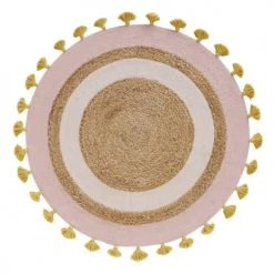 Maisons Du Monde Tapis Enfant Tapis Rond En Jute Tressé Et Coton à Pompons D100