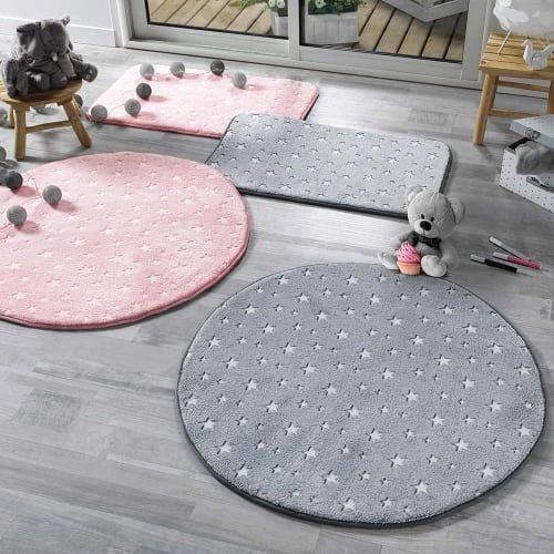 Douceur D'Intérieur Tapis Enfant Tapis Rond Flanelle Phosphorescent Rose D90cm – Image 2