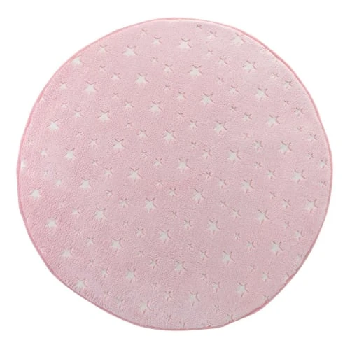 Douceur D'Intérieur Tapis Enfant Tapis Rond Flanelle Phosphorescent Rose D90cm