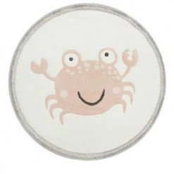 Esprit Tapis Enfant Tapis Rond Motif Petit Crabe Rose Sur Fond Beige 120 D