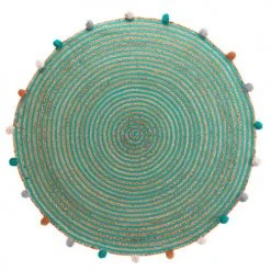 Douceur D'Intérieur Tapis Enfant Tapis Rond Pompons Jute Polycoton D90cm