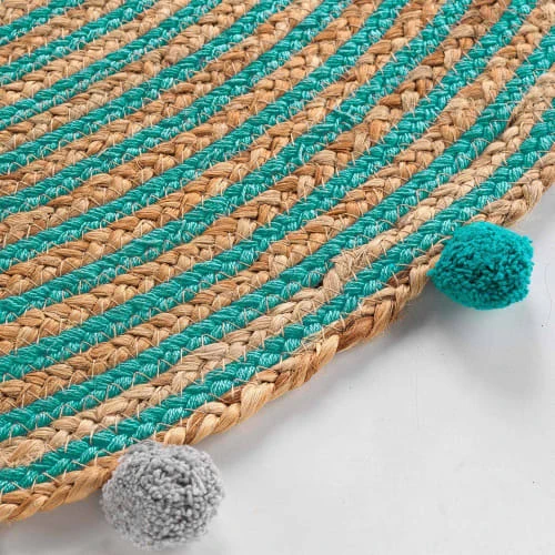 Douceur D'Intérieur Tapis Enfant Tapis Rond Pompons Jute Polycoton D90cm – Image 3