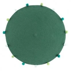 Douceur D'Intérieur Tapis Enfant Tapis Rond Pompons Vert D90cm