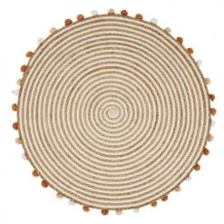 Maisons Du Monde Tapis Enfant Tapis Rond Spirale Coton OEKO-TEX® Et Jute Avec Pompons