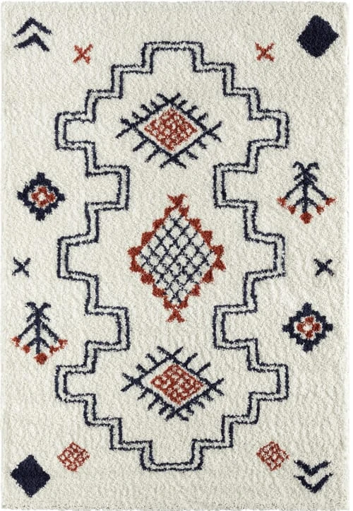 Nazar Tapis Enfant Tapis Shaggy Motifs Aztèque Enfants Bleu 160x230 Cm