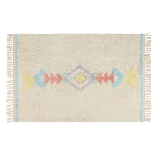 Maisons Du Monde Tapis Enfant Tapis Style Berbère à Franges Beige En Coton OEKO-TEX® 120x180