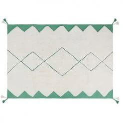 Maisons Du Monde Tapis Enfant Tapis Tissé Ecru Motifs Losanges Vert Tufté 120x180