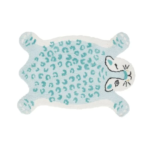 Maisons Du Monde Tapis Enfant Tapis Tufté En Forme De Léopard Bleu En Coton OEKO-TEX® 100x76