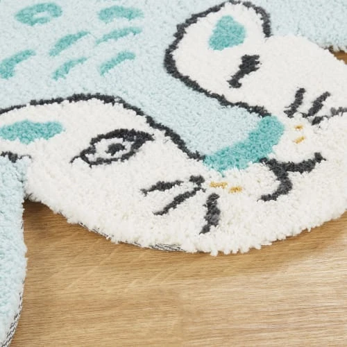 Maisons Du Monde Tapis Enfant Tapis Tufté En Forme De Léopard Bleu En Coton OEKO-TEX® 100x76 – Image 2