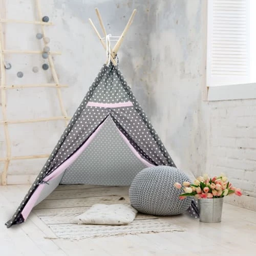 ECD Germany Tipis Enfant Tente De Tipi Gris 115 X 115 X 160 Cm Polyester – Image 2