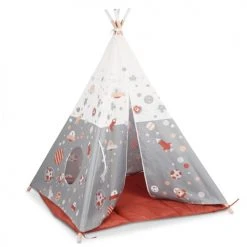 Beeloom Tipis Enfant Tente Tipi Pour Enfant En Bois Naturel Et Polyester Imperméable Gris