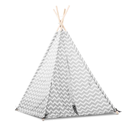 Beeloom Tipis Enfant Tente Tipi Pour Enfants En Bois Naturel Et Polyester Blanc Et Gris
