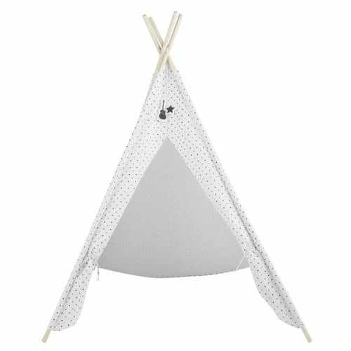 Maisons Du Monde Jouets Enfant Tipi Enfant Blanc Motifs étoiles Noires Et Pin – Image 3