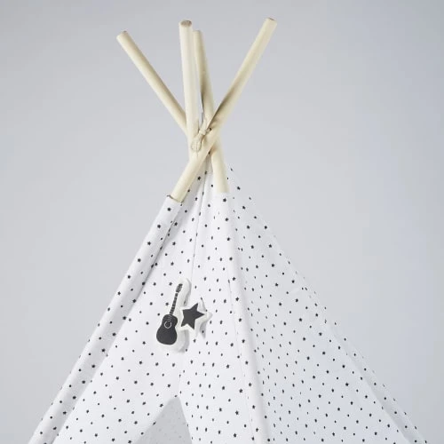 Maisons Du Monde Jouets Enfant Tipi Enfant Blanc Motifs étoiles Noires Et Pin – Image 4