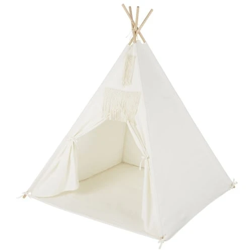 Maisons Du Monde Tipis Enfant Tipi Enfant En Coton Et Bois De Pin Blanc Avec Tapis – Image 2