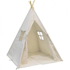 Sunny Tipis Enfant Tipi Enfant Toile Et Pin Avec Coussins De Sol Alba