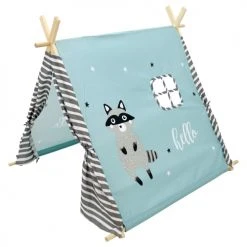 ECD Germany Tipis Enfant Tipi Indien Enfant Polyester Turquoise Gris Et Blanc 117x108x105 Cm