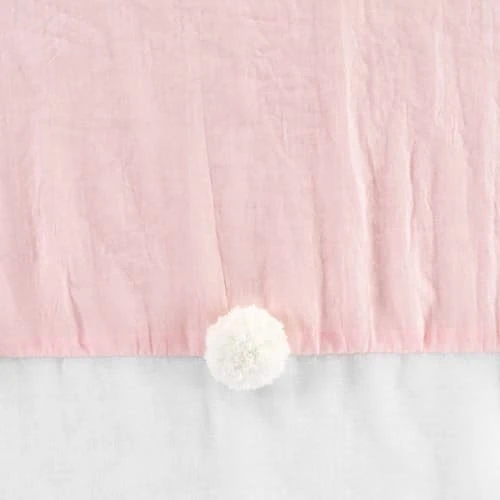 Douceur D'Intérieur Rideaux Enfant Voilage à Pompons Colorés Polyester Blanc/rose 240x140cm – Image 4